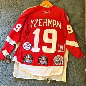 Signed Steve Yzerman Red Wings Hockey Jersey with Patches